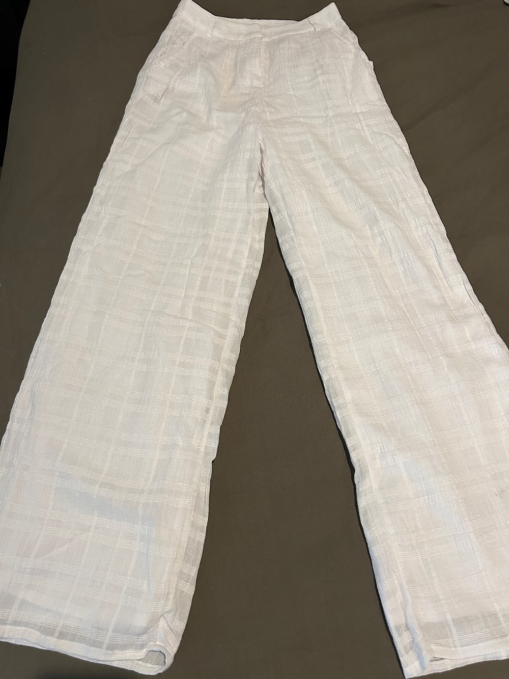 Sabo Skirt White High-Rise Wide-Leg Linen-Blend Pants - Picture 3 of 5